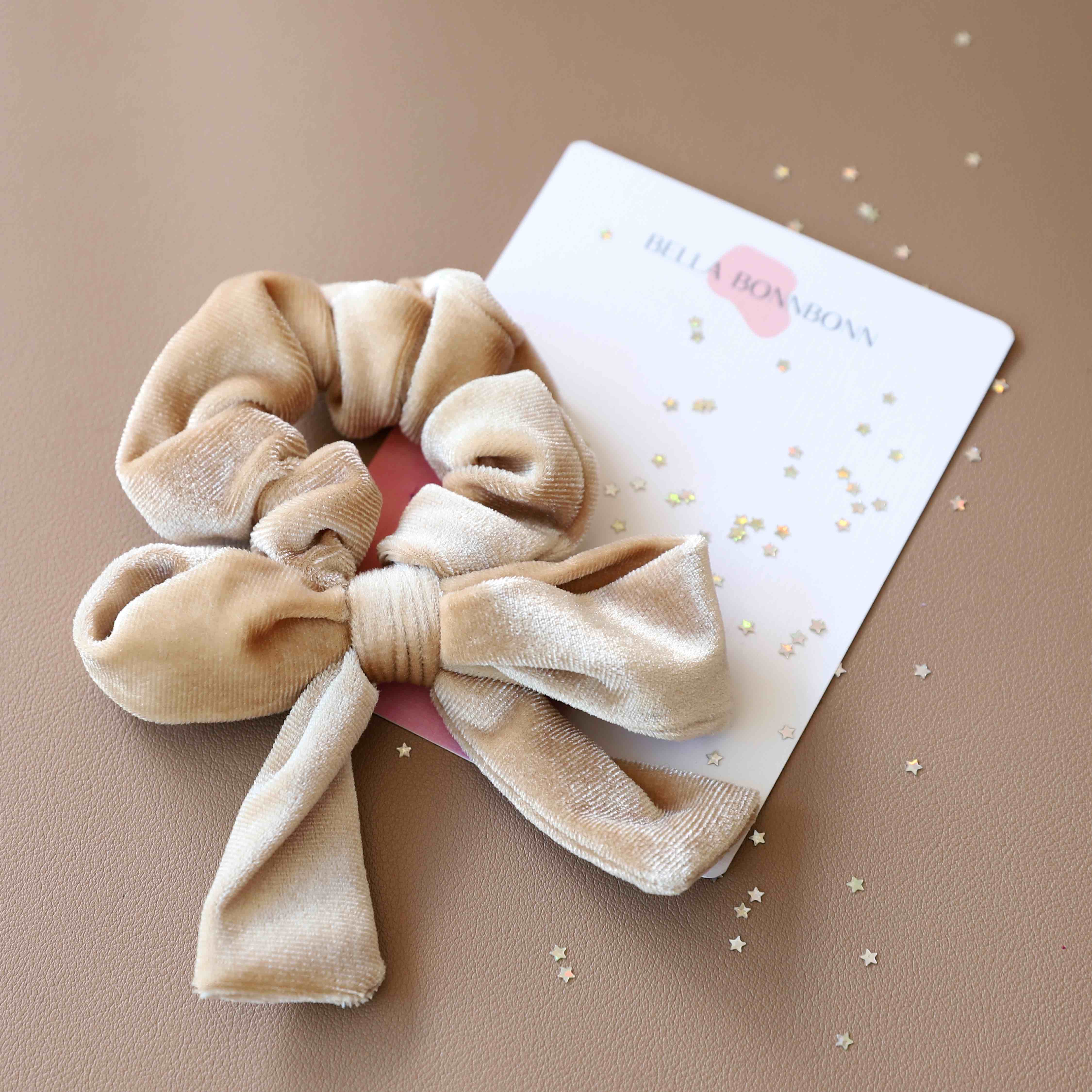 Beige Velvet Scrunchie