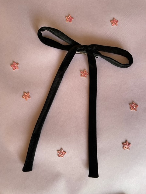 Siyah İnce Velvet Bow